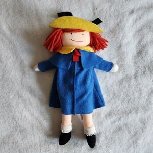 Vintage Madeline Plush Doll 15" w/ Blue Coat 1994  - Eden Toys - Soft Rag Doll
